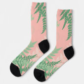 Blush Pink Fern Leaf Botanical Sage Green Modern  ソックス (左)