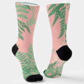 Blush Pink Fern Leaf Botanical Sage Green Modern  ソックス (傾斜あり)
