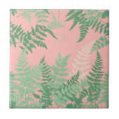 Blush Pink Fern Leaf Botanical Sage Green Modern  タイル (正面)