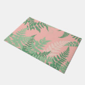 Blush Pink Fern Leaf Botanical Sage Green Modern  ドアマット (アングル)