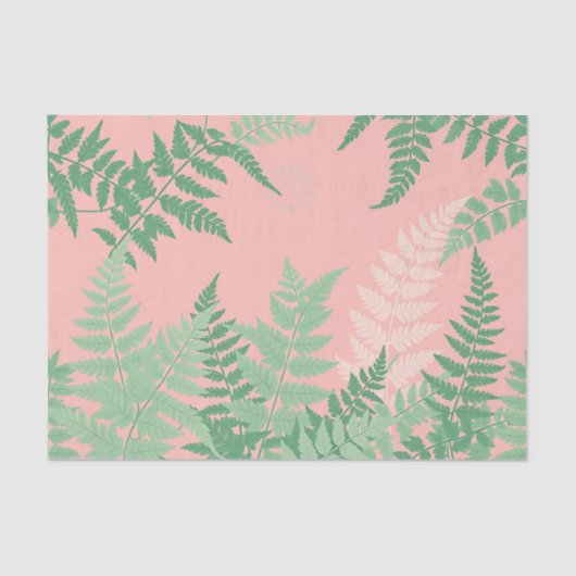 Blush Pink Fern Leaf Botanical Sage Green Modern  薄葉紙 (正面)