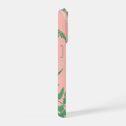 Blush Pink Fern Leaf Botanical Sage Green Modern  iPhoneケース (右側面)