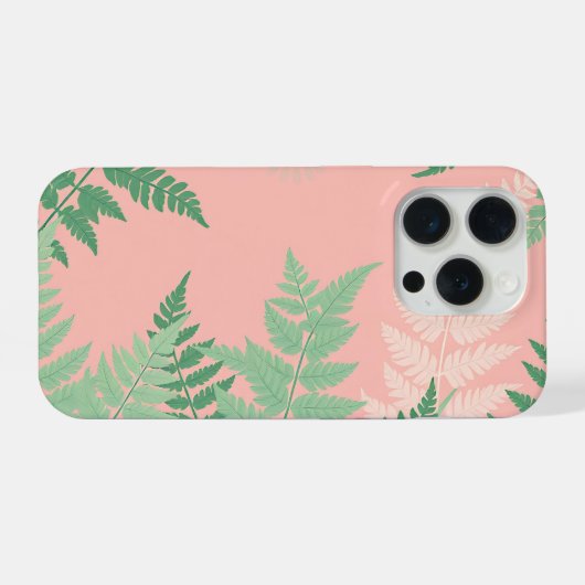 Blush Pink Fern Leaf Botanical Sage Green Modern  iPhoneケース (裏面横)