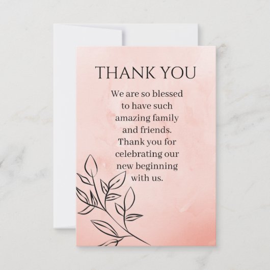 Blush Pink Flat Thank You Card サンキューカード (正面)