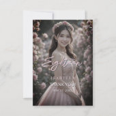 Blush Pink Floral 18歳の誕生日お礼 サンキューカード (正面)
