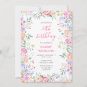 Blush Pink Floral 30th Birthday Elegant Party 招待状 (正面)