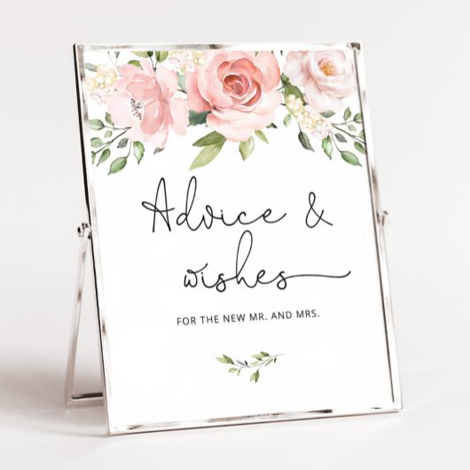 Blush pink floral  advice and wishes for Newlyweds ポスター
