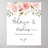 Blush pink floral  advice and wishes for Newlyweds ポスター (正面)