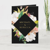 Blush Pink Floral Ampersand Black QR Code Wedding 招待状 (正面)