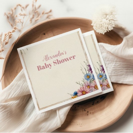 Blush Pink Floral Baby in Bloom スタンダードカクテルナプキン