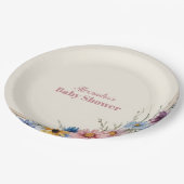 Blush Pink Floral Baby in Bloom ペーパープレート (アングル)