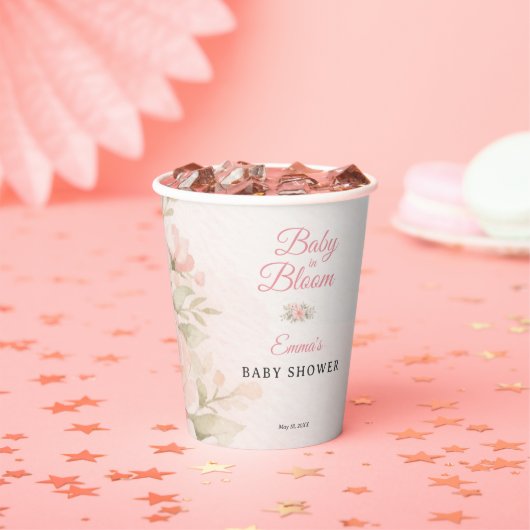 Blush Pink Floral Baby in Bloom Garden 紙コップ (インサイチュ)