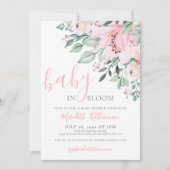 Blush Pink Floral Baby in Bloom Girl Shower 招待状 (正面)