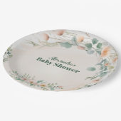 Blush Pink Floral Baby in Bloom Shower ペーパープレート (アングル)