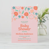 Blush Pink Floral Baby Shower Invitation for Girl 招待状 (スタンド正面)
