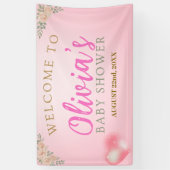 Blush Pink Floral Baby Shower Welcome Banner 横断幕 (縦)