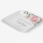 Blush Pink Floral Birthday Paper Plate ペーパープレート (傾斜あり)