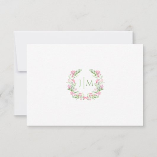 Blush Pink Floral Boho Summer wedding RSVP cards (裏面)