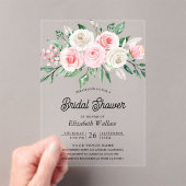 Blush Pink Floral Bouquet Bridal Shower アクリル招待状 (インサイチュ (ポータブル))