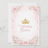 Blush Pink Floral Bow Ribbon Quinceañera 招待状 (裏面)