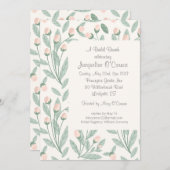 Blush Pink Floral Bridal Brunch Invitation 招待状 (正面/裏面)