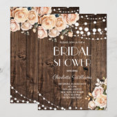 Blush Pink Floral Bridal Shower 招待状 (正面/裏面)
