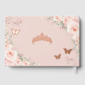 Blush Pink Floral Butterflies Quince XV Rose Gold ゲストブック (裏面)