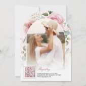 Blush Pink Floral Dusty Blue Bridal Shower 招待状 (裏面)