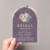 Blush Pink Floral Dusty Purple Bridal Shower アクリル招待状 (インサイチュ (ポータブル))