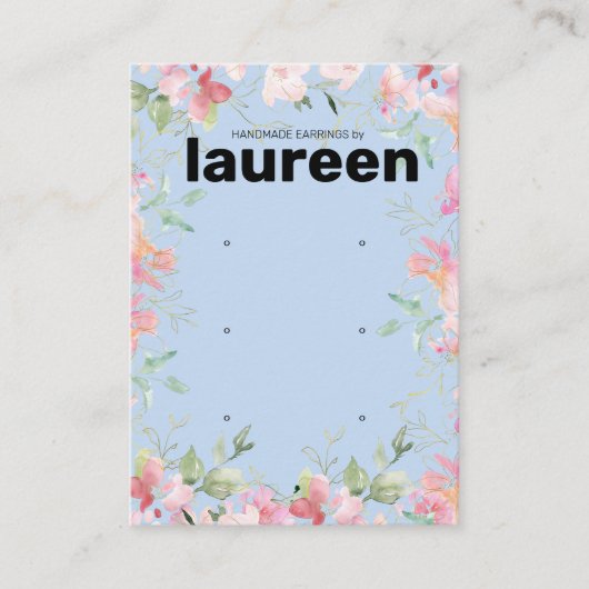 Blush Pink Floral Earring Display Holder Card 名刺 (正面)