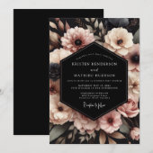 Blush Pink Floral Elegance Wedding 招待状 (正面/裏面)