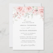 Blush Pink Floral Elegant Wedding  招待状 (正面)