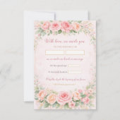 Blush Pink Floral Elegant Wedding Invitation Card (正面)