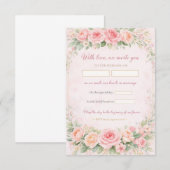 Blush Pink Floral Elegant Wedding Invitation Card (正面/裏面)