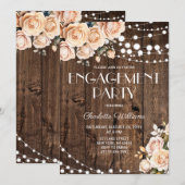 Blush Pink Floral Engagement Party 招待状 (正面/裏面)
