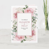 Blush Pink Floral Eucalyptus All in One Wedding 招待状 (正面)
