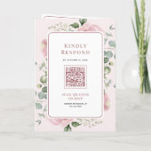 Blush Pink Floral Eucalyptus All in One Wedding 招待状 (裏面)