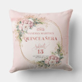 Blush Pink Floral Eucalyptus Best Gift Sweet 15th クッション (裏面)