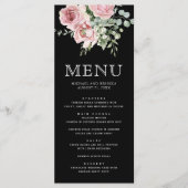Blush Pink Floral Eucalyptus Black Wedding メニュー (正面)