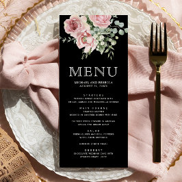 Blush Pink Floral Eucalyptus Black Wedding メニュー