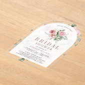 Blush Pink Floral Eucalyptus Bridal Shower アクリル招待状 (レイダウン)