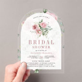 Blush Pink Floral Eucalyptus Bridal Shower アクリル招待状 (インサイチュ (ポータブル))