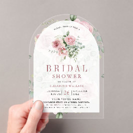 Blush Pink Floral Eucalyptus Bridal Shower アクリル招待状