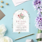 Blush Pink Floral Eucalyptus Bridal Shower アクリル招待状 (インサイチュ (ウェディング))