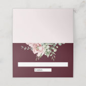 Blush Pink Floral Eucalyptus Burgundy Wedding プレイスカード (外部開封)