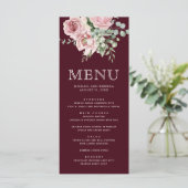 Blush Pink Floral Eucalyptus Burgundy Wedding メニュー (スタンド正面)