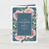 Blush Pink Floral Eucalyptus Dusty Blue Wedding 招待状 (正面)