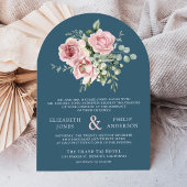 Blush Pink Floral Eucalyptus Dusty Blue Wedding 招待状
