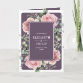 Blush Pink Floral Eucalyptus Dusty Purple Wedding 招待状 (正面)