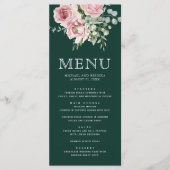 Blush Pink Floral Eucalyptus Emerald Green Wedding メニュー (正面)